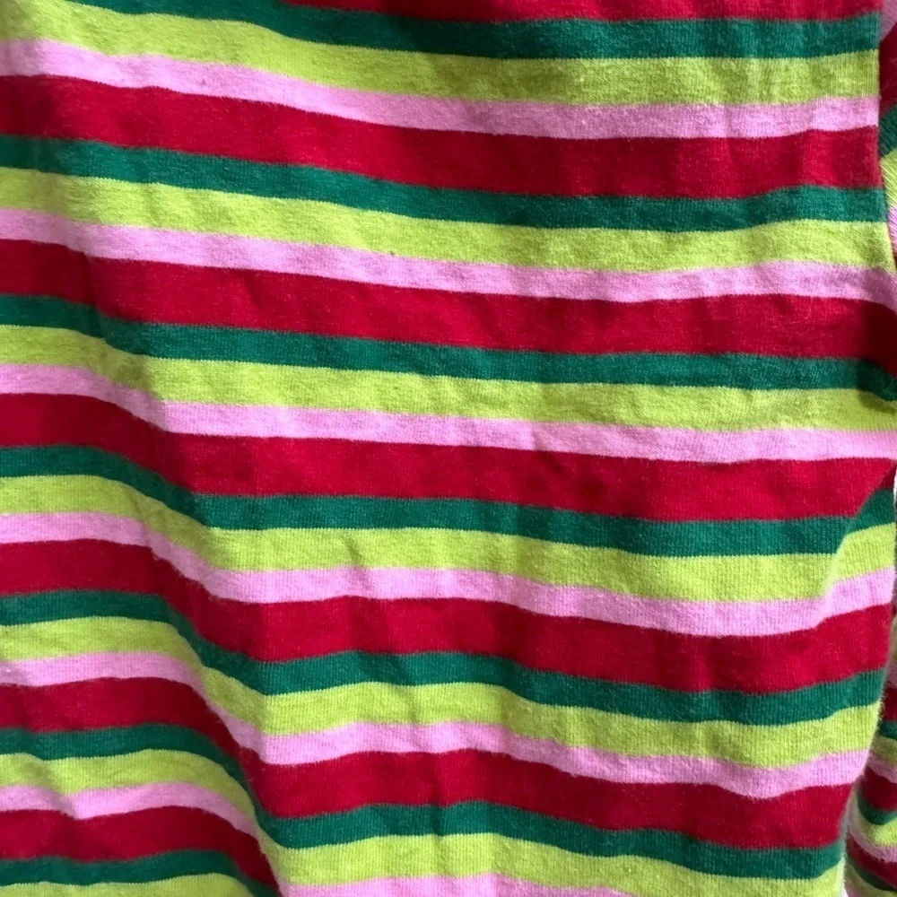 Bonnie Baby 24M Red Green Pink Stripe Long Sleeve Girls Onesie